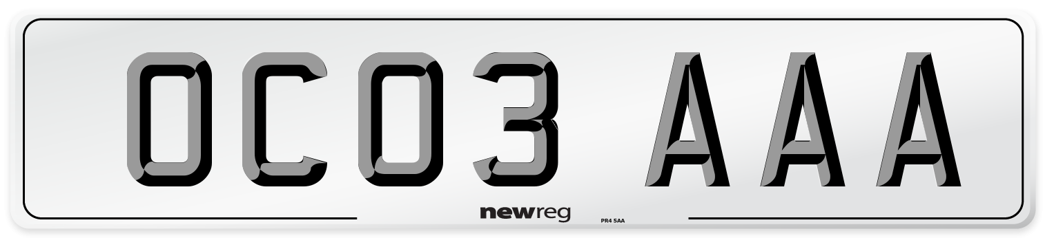 OC03 AAA Number Plate from New Reg